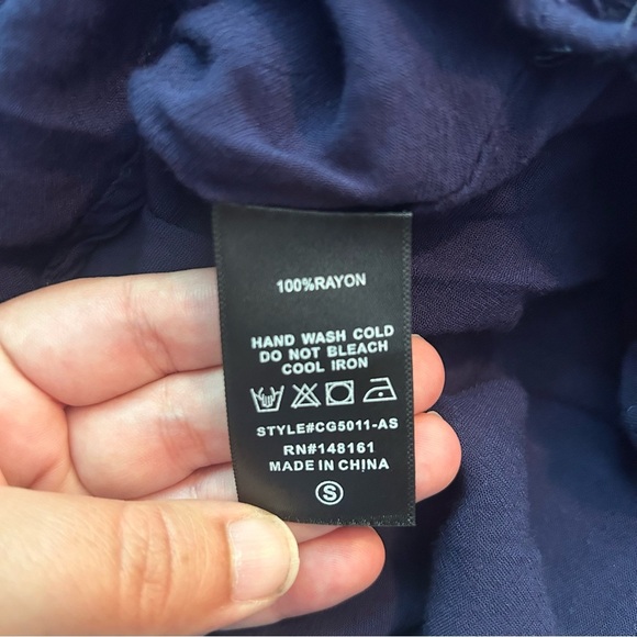 Altar'd State Embroidered Boho Long Sleeve Dress Cut Out Back Navy Size Small - Picture 6 of 6